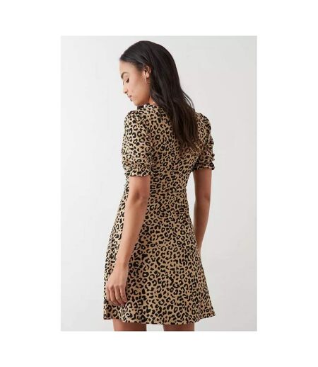 Dorothy Perkins Womens/Ladies Leopard Print Short-Sleeved Mini Dress (Black/Brown) - UTDP1590