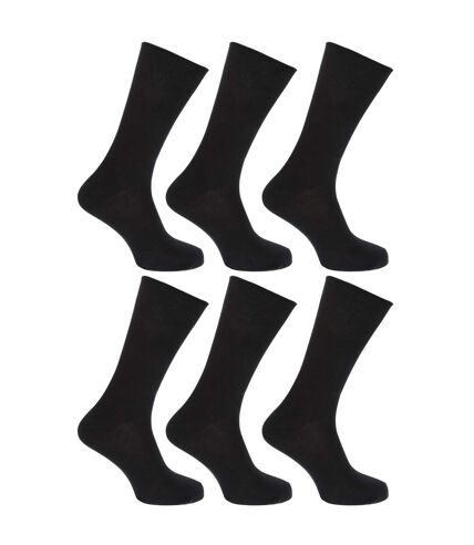 FLOSO - Chaussettes unies 100% coton (Lot de 6 paires) - Femme (Noir) - UTW208