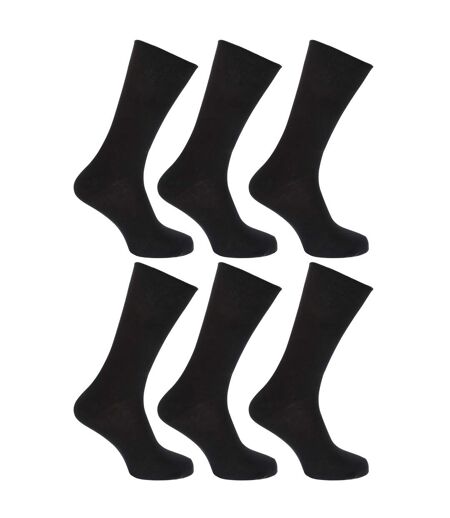 FLOSO - Chaussettes unies 100% coton (Lot de 6 paires) - Femme (Noir) - UTW208