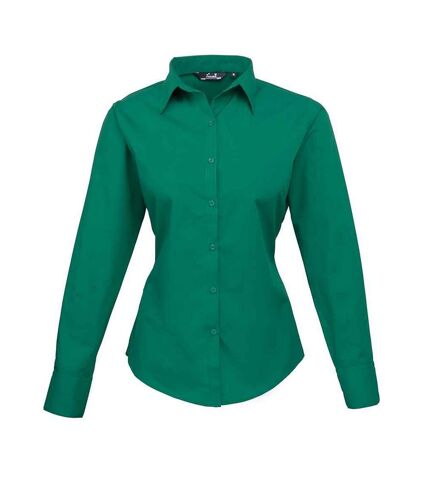 Womens/ladies long-sleeved shirt emerald Premier