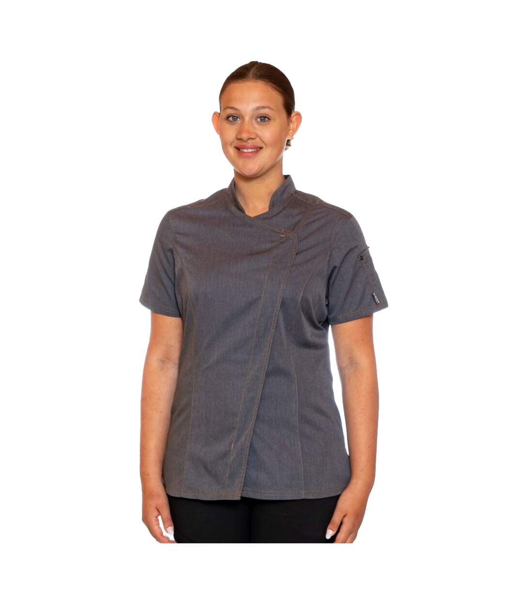 Veste de cuisinier femme gris chiné Le Chef-1