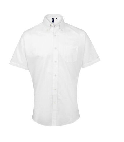 Premier Mens Signature Oxford Short Sleeve Work Shirt (White) - UTRW2817