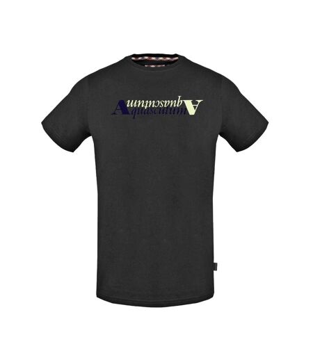 Mens Reflective Logo T-shirt Black Aquascutum
