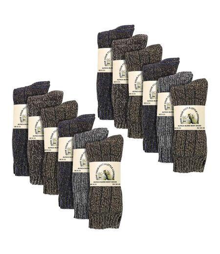 Lot de 12 chaussettes côtelées en alpaga pour hommes