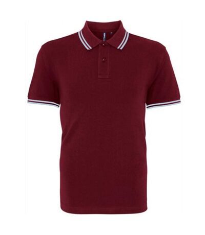 Asquith & Fox Mens Classic Fit Tipped Polo Shirt (Burgundy/ Sky) - UTRW4809
