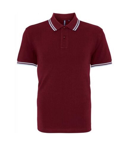 Asquith & Fox Mens Classic Fit Tipped Polo Shirt (Burgundy/ Sky) - UTRW4809