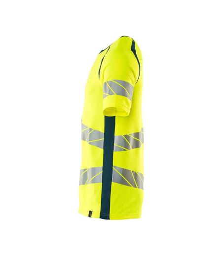 T-shirt Accelerate Safe Homme Jaune Fluo Bleu Pétrole Mascot