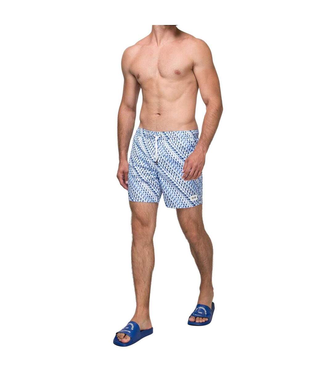 Short De Bain Motif/style Imprimé Intégral Homme Ciel Bleu Marine Karl Lagerfeld-1