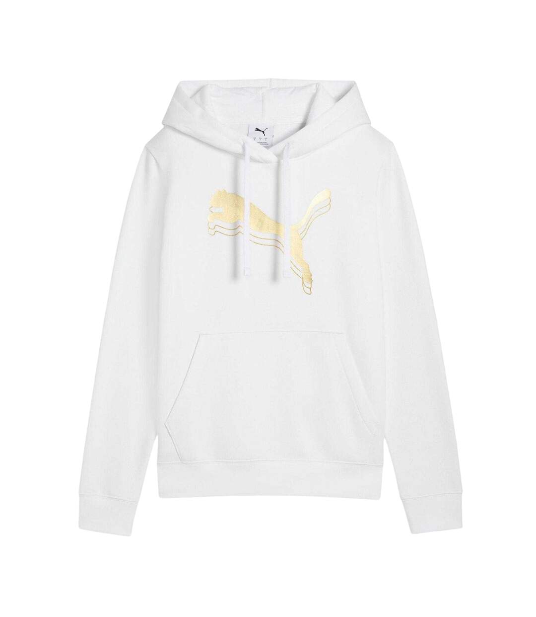 Womens/ladies Essentials Metallic Detail Hoodie White Metallic Puma-1