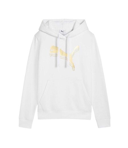 Womens/ladies Essentials Metallic Detail Hoodie White Metallic Puma