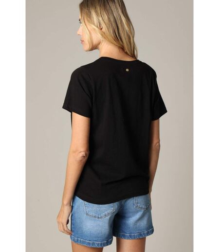 T-shirt femme 100% coton à manches courtes et col V avec motif imprimé glitter BUTTERSKULL