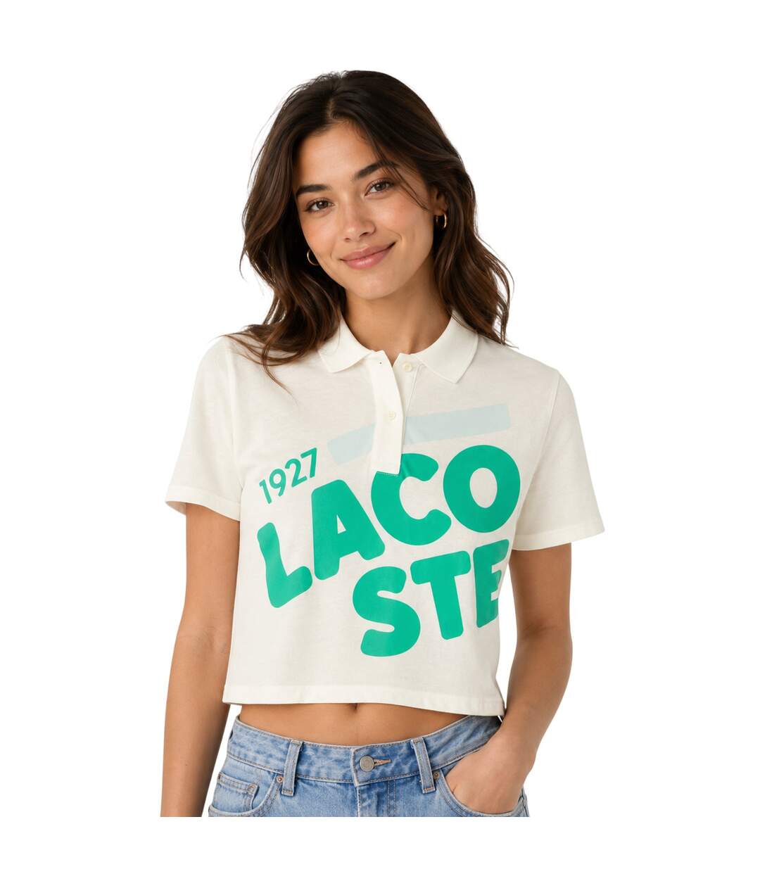 Polo Motif/style Lettrage Femme Blanc Lacoste-4