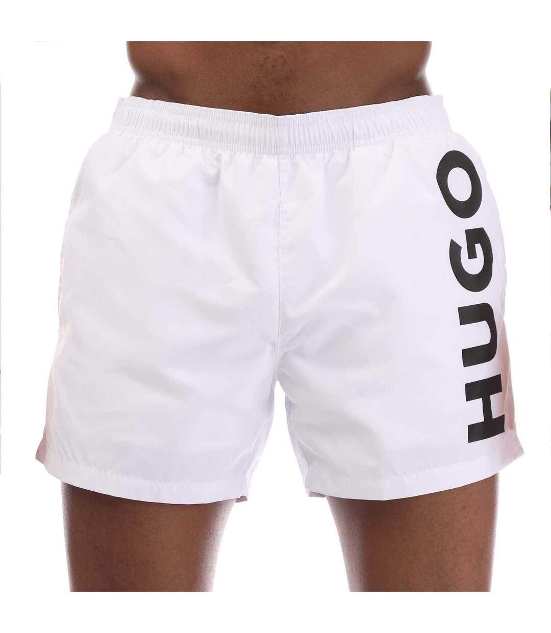 Mens Abas Logo Swim Shorts White Hugo-1