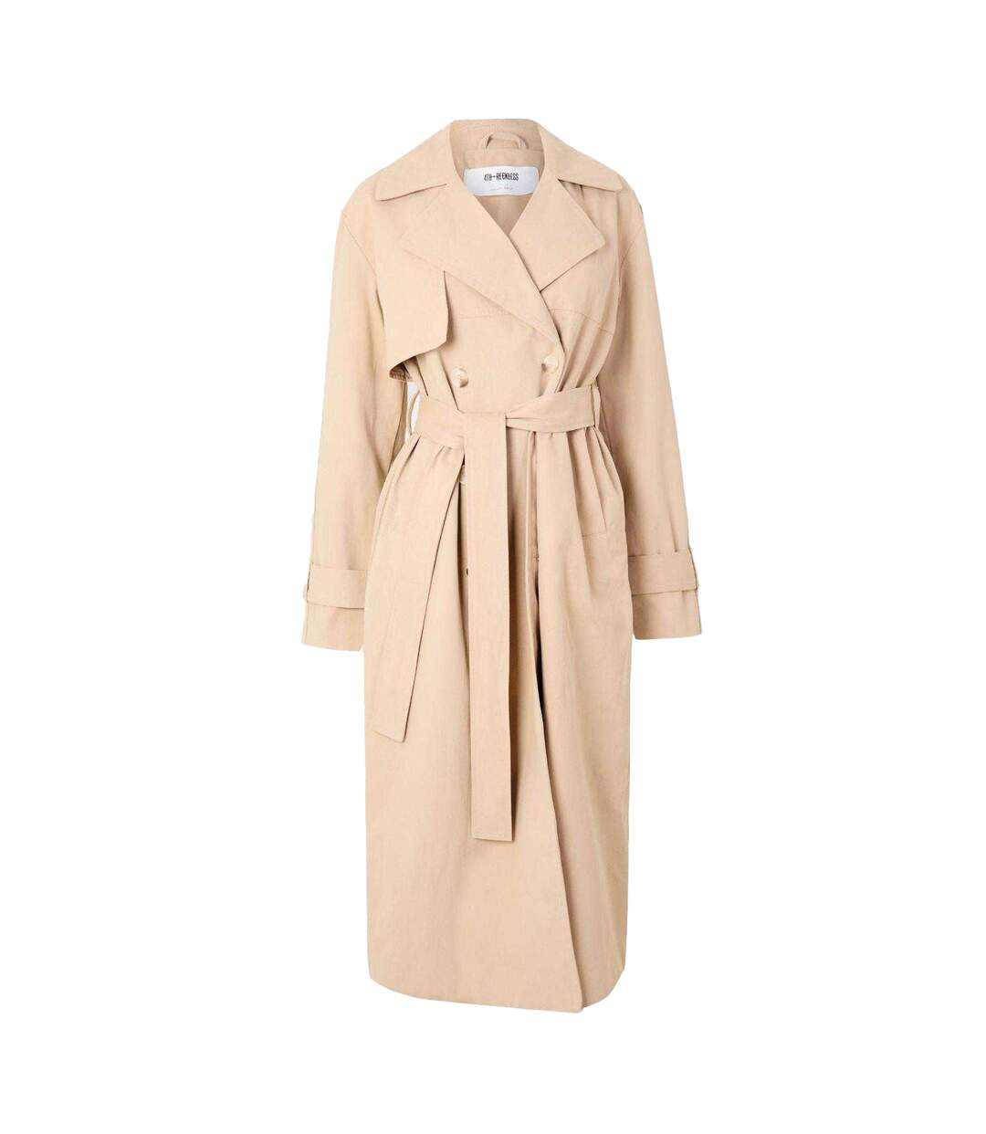 Womens/ladies Lapel Collar Trench Coat Beige 4th & Reckless-2