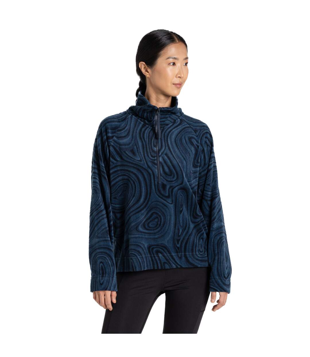 Womens/ladies abstract half zip fleece top blue navy Craghoppers-4