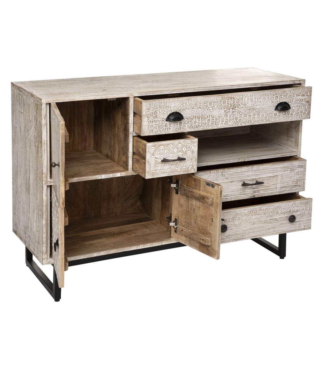 Buffet 3 portes et 4 tiroirs Koval - Beige-2