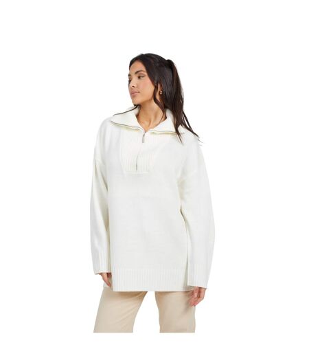 Womens/ladies Fashion Zip Drop Shoulder Jumper Ivory Brave Soul