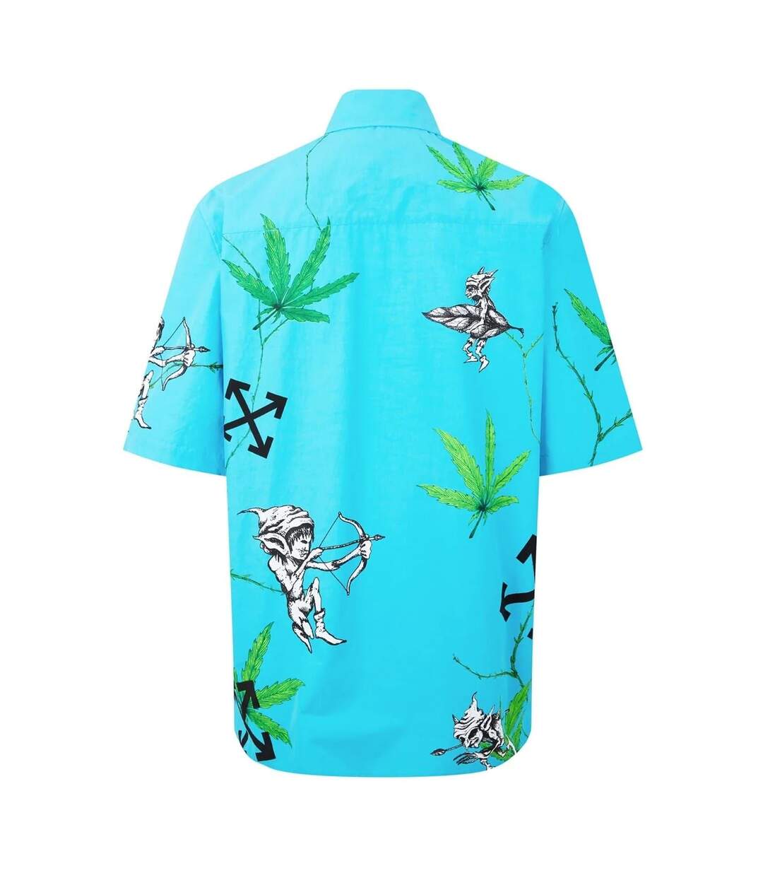 Mens Virgil Leaves Relaxed Fit Shirt Blue Off White-3
