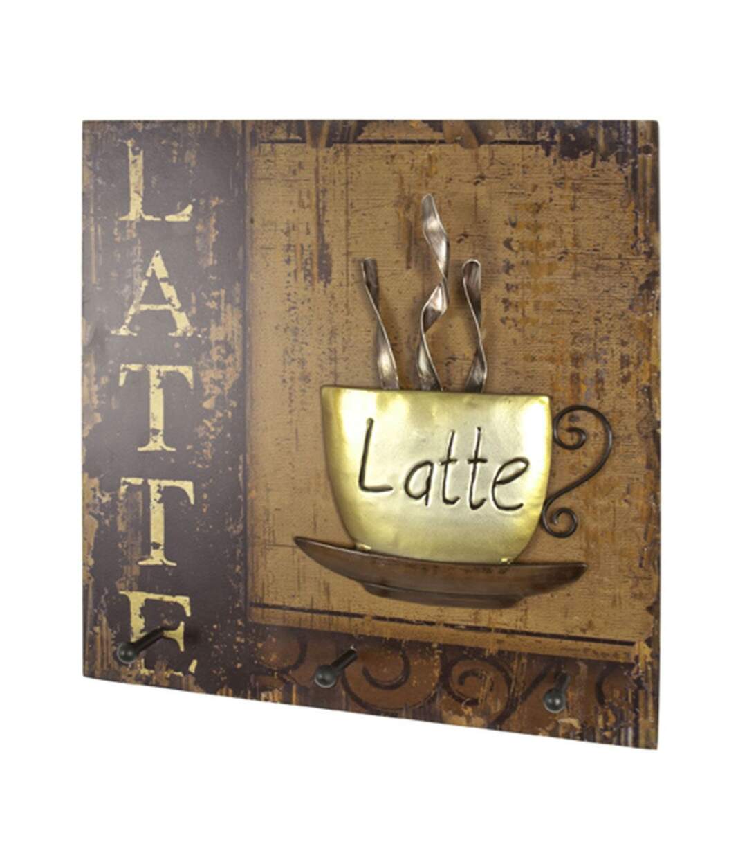 Patère Murale 3 Crochets Latte 40cm Naturel-1