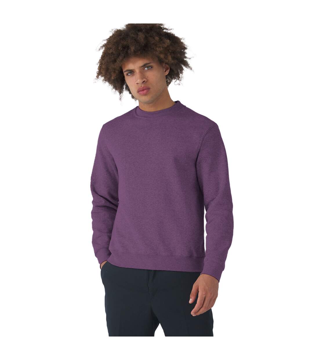 Mens set in sweatshirt heather purple B&C-2