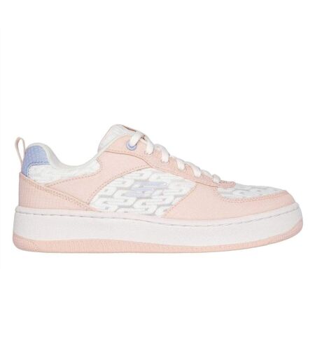Baskets Sport Court Femme Blanc Cassé Rose Skechers
