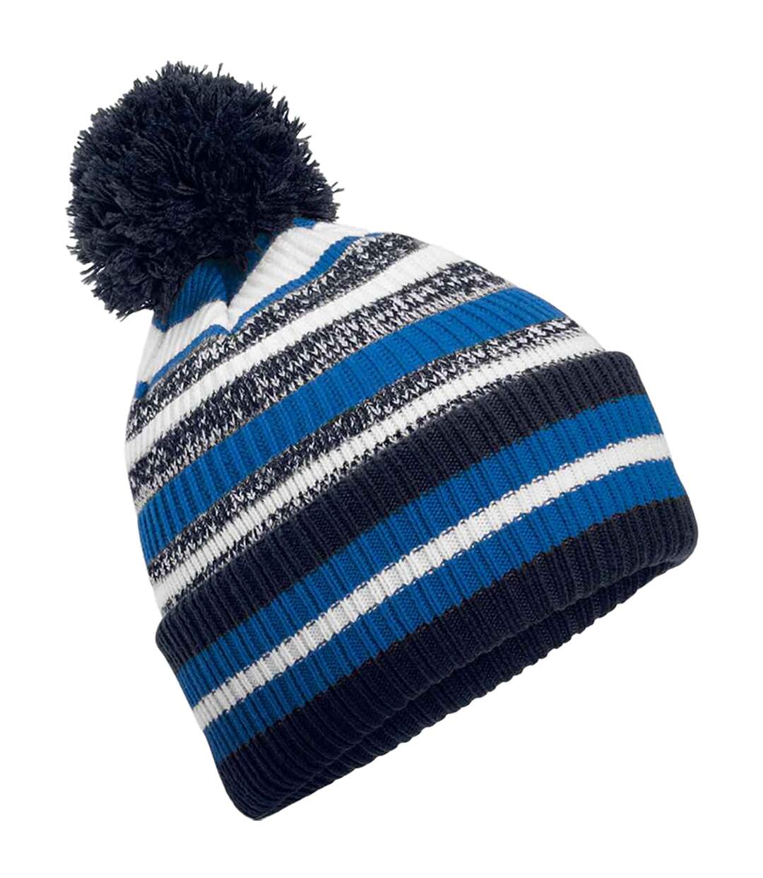 Multi-sport fan pom pom beanie sapphire blue/french navy/white Beechfield-1