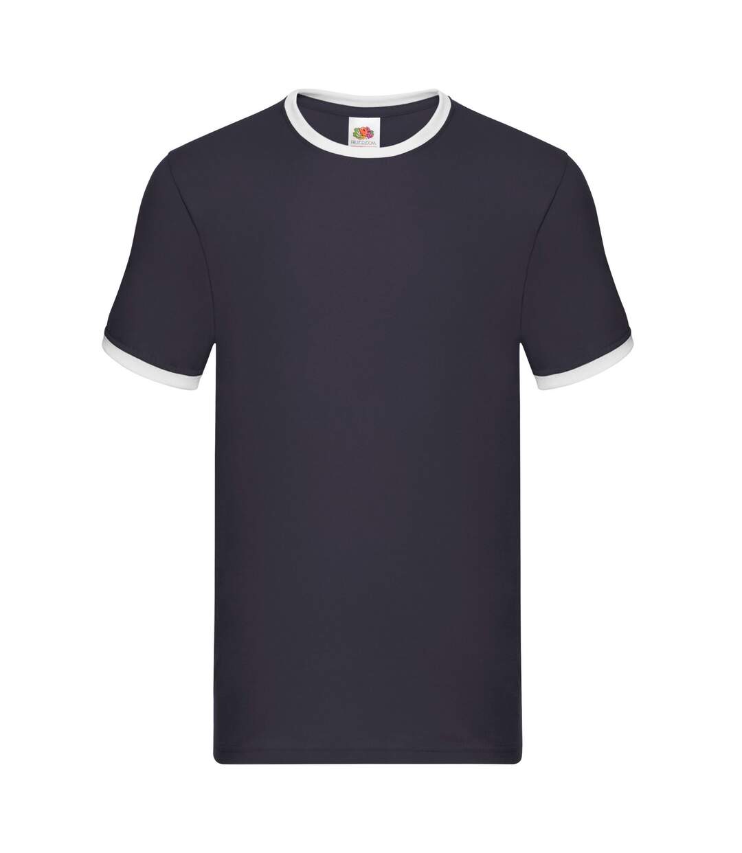 Mens Ringer Contrast T-shirt Navy White Fruit Of The Loom-1