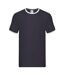 Mens Ringer Contrast T-shirt Navy White Fruit Of The Loom-1