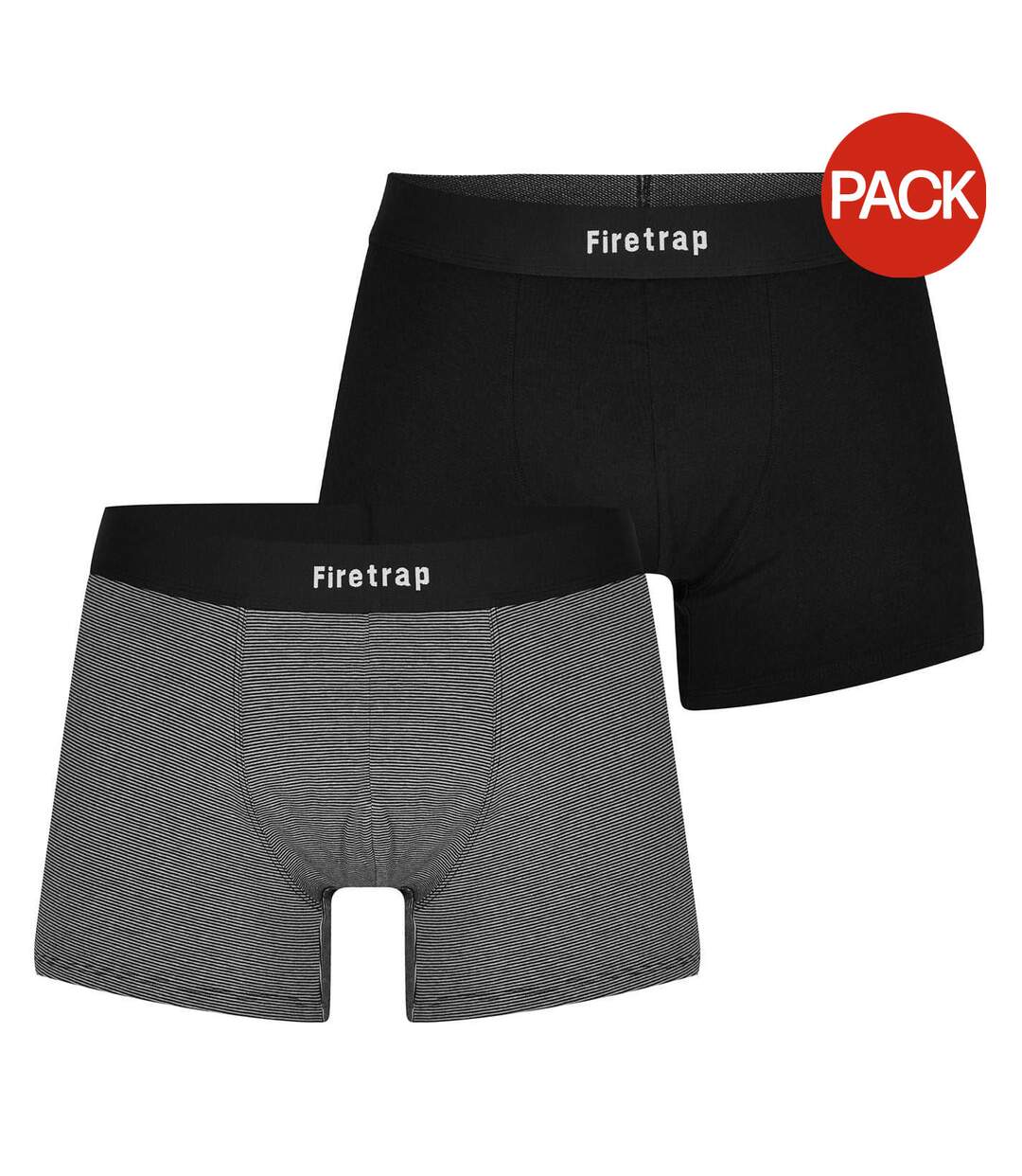 Lot De 2  Boxers Motif/style Logo Homme Noir Gris À Rayures Firetrap-1