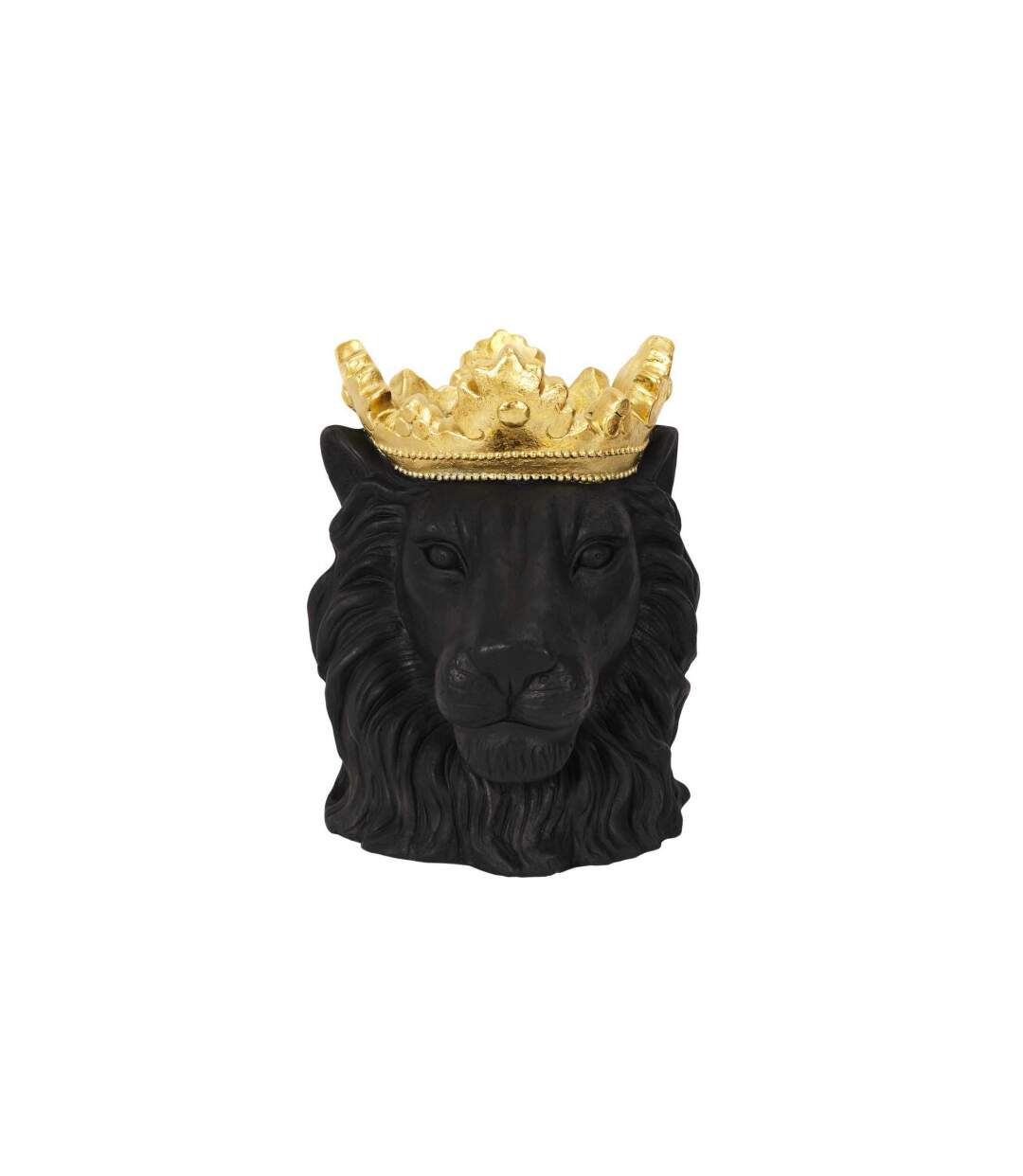 Cache-Pot Tête de Lion Couronne 39cm Noir-2