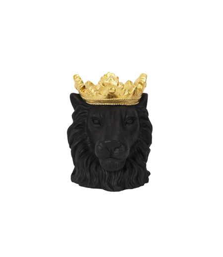 Cache-Pot Tête de Lion Couronne 39cm Noir