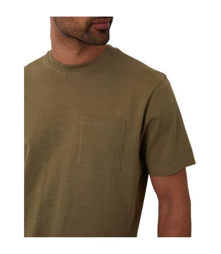 Mens Chest Pocket Regular T-shirt Khaki Green Threadbare
