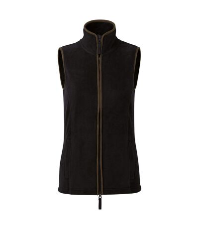 Womens/ladies artisan fleece gilet black/brown Premier