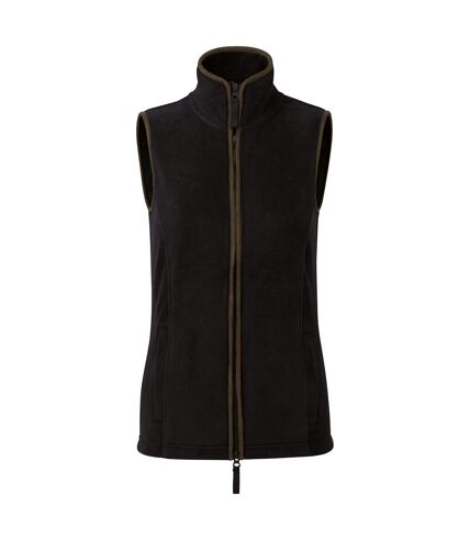 Womens/ladies artisan fleece vest black/brown Premier