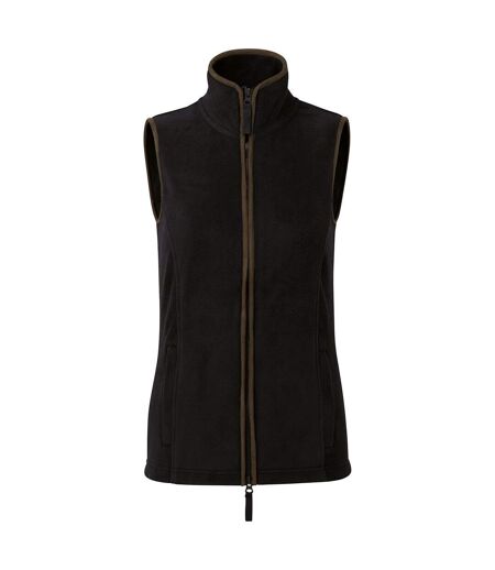 Womens/ladies artisan fleece vest black/brown Premier