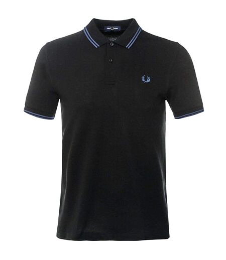 Mens Double Tipped Collar Polo Shirt Black Fred Perry
