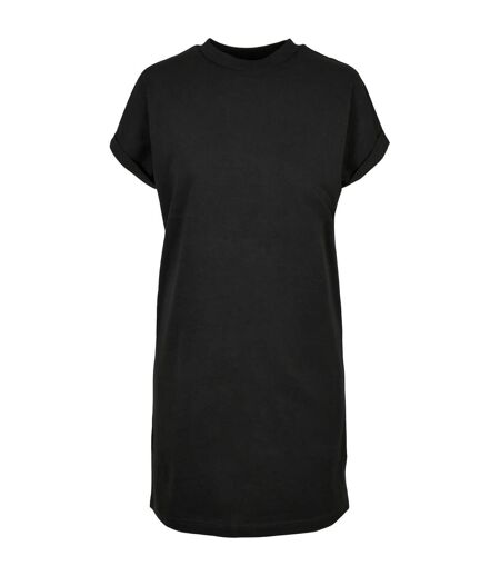 Womens/ladies Organic Cotton Cut-on T-shirt Dress Black Urban Classics