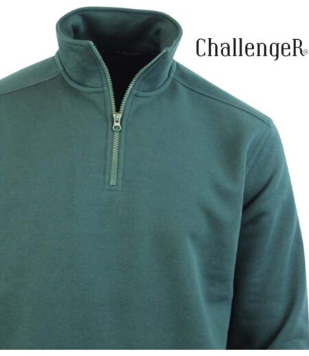CHALLENGER PALERME4 — Sweat col camionneur vert foncé : confort et chaleur au quotidien