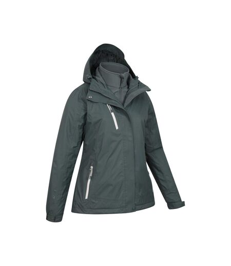 Womens/ladies Bracken Extreme 3 In 1 Waterproof Jacket Khaki Green Mountain Warehouse