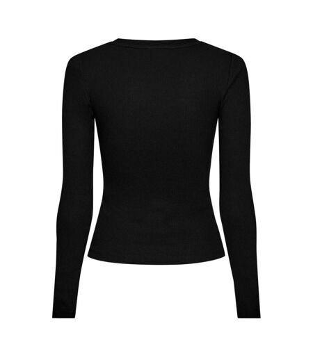T-shirt Manches Longues Motif/style Brodé Femme Noir Guess