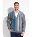 Gilet col V boutonné rayures jacquard laine-1