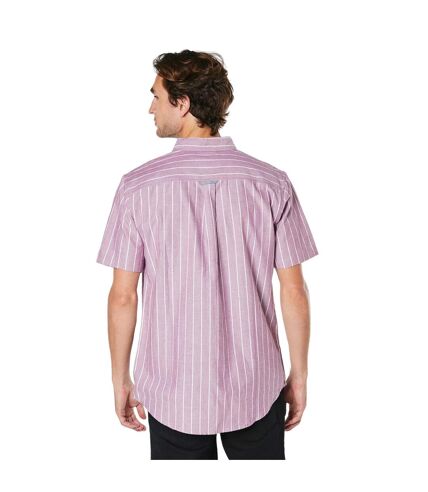 Mens wide stripe oxford short-sleeved shirt pink Maine