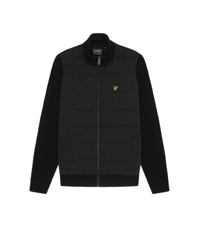 Mens hybrid textured full zip cardigan muddy navy Lyle & Scott