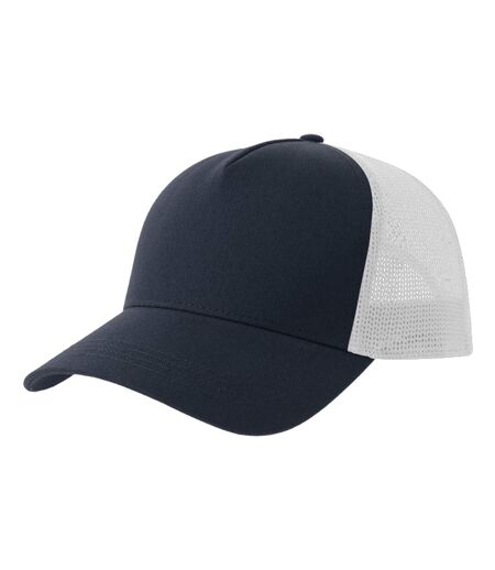 Rapper 5 Panel Cotton Sustainable Trucker Cap Navy White Atlantis