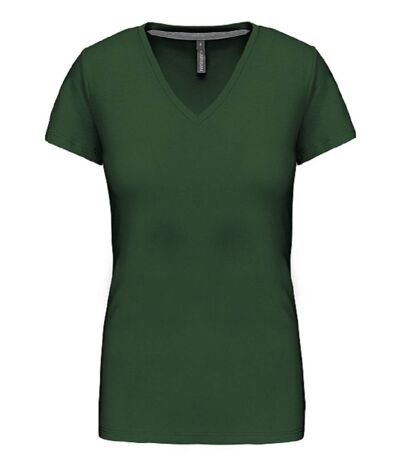 T-shirt manches courtes col V - K381 - vert forêt - femme