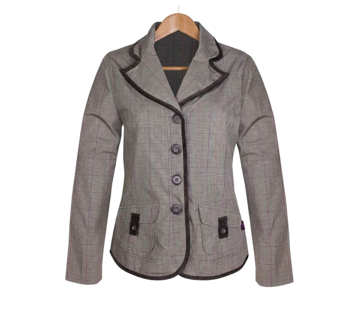 Veste à Carreaux Marron en Coton Structurée - SH9071-2