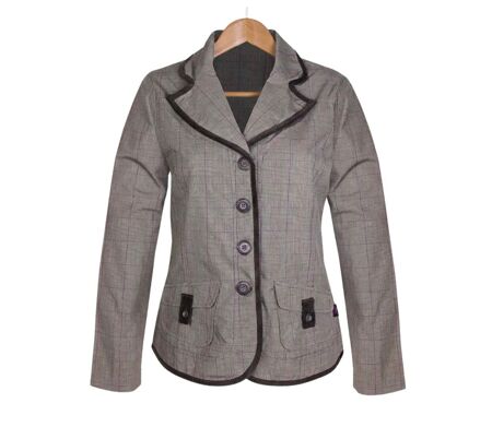 Veste à Carreaux Marron en Coton Structurée - SH9071