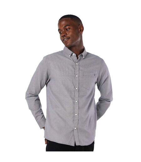 Mens mini grid check shirt à manches longues gris Maine Maine