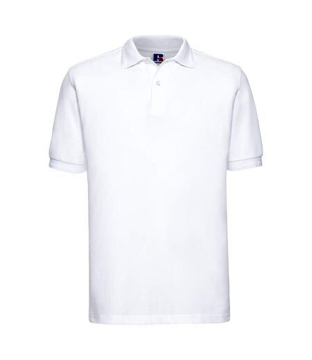 Russell Mens Ripple Collar & Cuff Short Sleeve Polo Shirt (White)