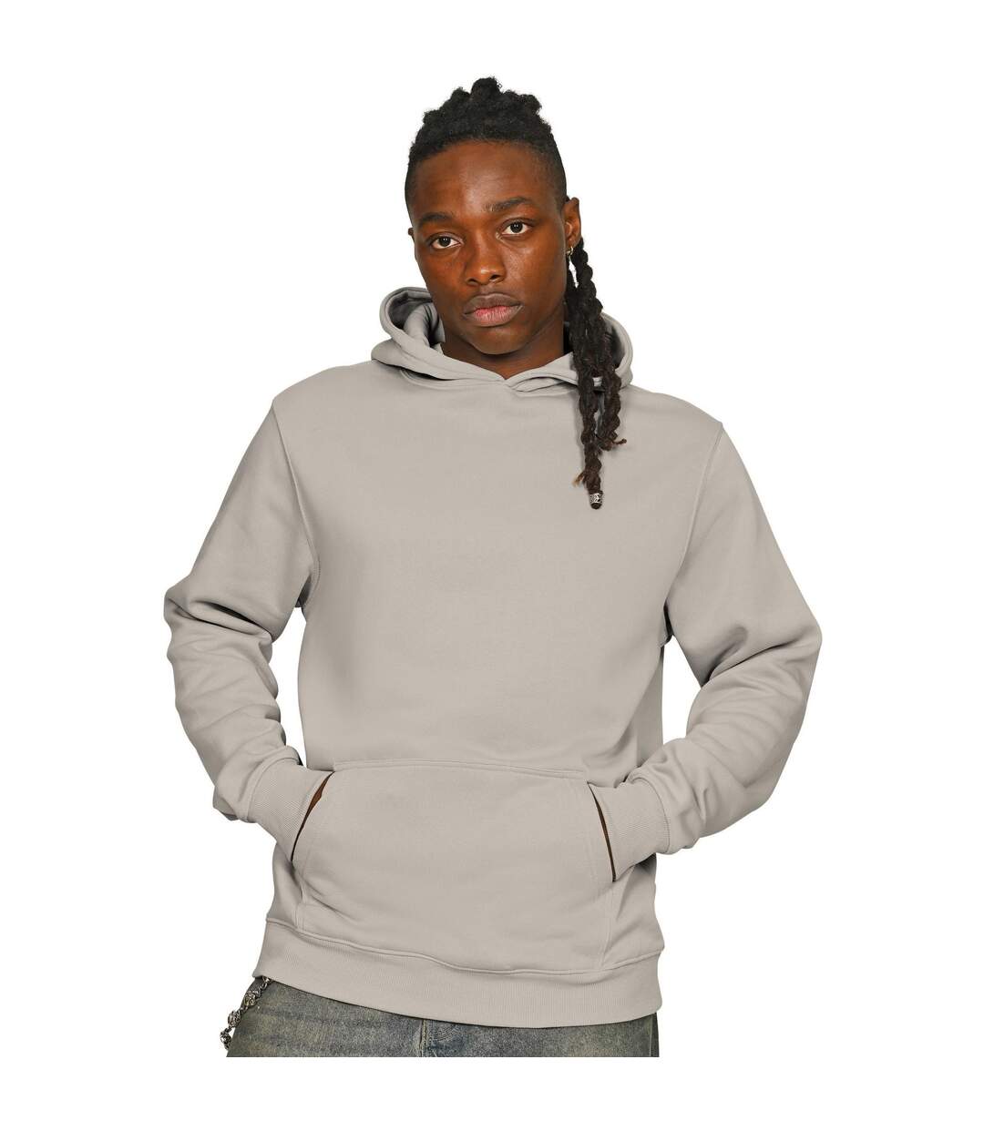 Mens Core Ringspun Cotton Tall Hoodie Stone Casual Classics-1